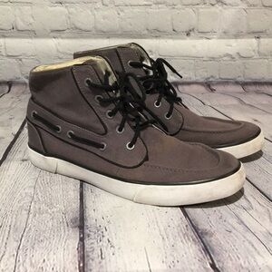 Polo Mens Gray high top canvas boat shoes Sz 9D